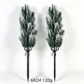 Full view of 60cm artificial frosted pine needle garden stakes for outdoor decoration - Snow Flocked Pine Needle With Stake