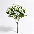 Λεπτομερής προβολή υψηλής ποιότητας μπουκέτου τεχνητής μαργαρίτας για διακόσμηση - Χαμομήλι με 7 Κλαδιά / Λευκό