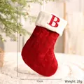 Red knitted Christmas stocking with embroidered letter B for festive holiday decor - Merry Christmas Letter Style B