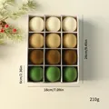 Lot de 12 boules de Noël floquées aux tons terre et vert pour le sapin de Noël - 6cm/12 Pcs / Série Vert & Marron