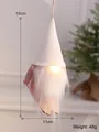Dekorativer rosa Weihnachts-Wichtel aus Stoff mit warmem LED-Licht zum Aufhängen 19x11cm - Beiger Gnom mit Licht
