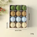 Coffret de 12 boules de Noël floquées aux couleurs douces, 6 cm de diamètre, 210 g. - 6cm/12 Pcs / Série Bleu & Vert