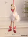 Rosa Flamingo Plüsch-Anhänger mit goldener Krone und Ballettschuhen Dekoration - Weißer Flamingo