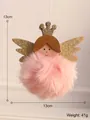 Süße rosa Plüsch-Engel Weihnachtsfigur zum Aufhängen mit goldenen Glitzerflügeln 13cm - Rosa Plüschengel