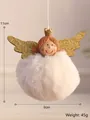 Handgefertigter weißer Engel-Weihnachtsbaumanhänger mit goldenen Glitzerflügeln - Weißer Plüschengel
