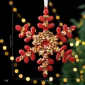 Red acrylic snowflake Christmas ornament with gold sequins, 13.5cm x 11.5cm size, 28g weight. - Snowflake (6105626327217)