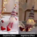 Handgefertigter Weihnachts-Gnom aus Plüsch mit LED-Licht für Tag- und Nachtdekorationen - Hängende Beine Roter Gnom mit Licht