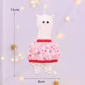 Handgemaakte witte alpaca vilt hanger met roze patroon voor kerstdecoratie - Alpaca B-Wit