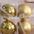 Golden Christmas ball ornaments set with matte and shiny finish in clear gift box - Shiny & Matte Mix (160g) / 10cm Size / Gold