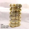 Set of 36 gold 4cm Christmas ball ornaments with glitter and matte finishes for party - Mixed Texture Balls / 4cm 36Pcs / Gold