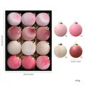 12pcs pink and beige velvet Christmas ball ornaments set with box, 8cm diameter - 4 Color D Style / 12 Pieces/Pack (8cm)