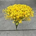 Vue détaillée des fleurs de gypsophile artificielles jaunes pour la décoration vive - Jaune (1 Bouquet)