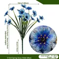 Makrodetail und Größenübersicht blauer künstlicher 5-Zweig-Frühlingsveilchenblüten - 5-Prong Spring Grass Violet / Blau