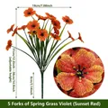 Nahaufnahme orangefarbene künstliche Frühlingsveilchen mit detaillierten Maßangaben - 5-Prong Spring Grass Violet / Sonnenuntergangsrot