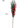Realistic 46cm artificial pine spray with vibrant red berries for Christmas home decor 36g - Green Pine Branch with Red Berries