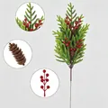Künstlicher Weihnachts-Kiefernadelzweig mit roten Beeren und Tannenzapfen für DIY - Norfolk