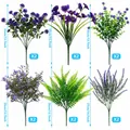 Set di 12 fiori viola artificiali e piante di fogliame verde, altezza 35-37cm - Set di 12 / Viola
