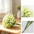 Life-like white artificial baby's breath flower bouquet, 29cm tall for home decoration - White Green