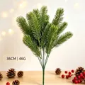36cm artificial pine needles branch for festive Christmas floral arrangement decoration - 5-Head Green Pine