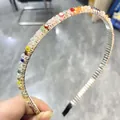 Serre-tête fin en strass et cristal coloré pour femme avec monture métallique - Coloré
