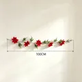 Ghirlanda di stelle di Natale artificiale da 100 cm con aghi di pino per decorazioni - Poinsettia a Foglia di Cipresso Doppio Verde / 100cm
