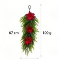 Decorazione natalizia sospesa con poinsettia artificiale e aghi di pino 67cm 100g - 67cm / Stile Poinsettia Doppio Verde