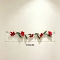 Ghirlanda natalizia artificiale da 100cm con stelle di Natale e aghi di pino per feste - Poinsettia di Aghi di Pino Doppio Verde / 100cm