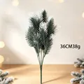 Artificial frosted pine needle branch for Christmas decoration, 36cm length, 38g weight. - 5-Head Frosted Green