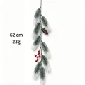 Artificial Christmas pine branch with pine cone and red berries, 62cm decoration - 10-Head Single Stem Pine Needle with Red Berries and Pine Cone (Frosted)