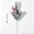 Artificial pine needle branch with red berries and pinecone for Christmas home decor - Single Frosted Green with Berries & Cones