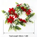 Decorative 1.8M artificial poinsettia and eucalyptus vine garland for Christmas home decor - Eucalyptus And Poinsettia / 1.8m