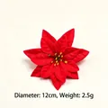 Vivid red velvet artificial Poinsettia flower for Christmas tree holiday decoration - Flower Head Only / 12cm / Poinsettia Flowers