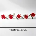 Ghirlanda natalizia artificiale di 100cm con stelle di Natale e aghi di pino decorativa - 绿色松针一品红 / 100cm
