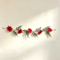 Ghirlanda natalizia artificiale 100cm con stelle di Natale e aghi di pino decoro - Poinsettia Norfolk Verde / 100cm