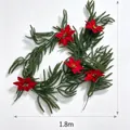 Guirnalda navideña artificial de 1,8 m con agujas de pino y flor de pascua - 48 Uniones con Poinsettia / 1.8m / Verde