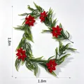 Guirlande de Noël artificielle de 1,8 m avec poinsettia et aiguilles de pin décor - 68 Articulations avec Poinsettia / 1.8m / Vert Dégradé