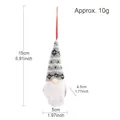 Handmade knitted Christmas gnome ornament with grey patterned hat and white beard - Knitted Gnome Pendant Style D / Gray
