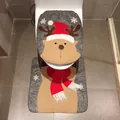 Festliches Weihnachts-Rentier-WC-Sitzbezug und passendes Fußmatten-Set fürs Badezimmer - Rentier Set