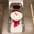 Festliches Toilettensitzbezug- und Mattenset mit Schneemann für Weihnachtsdeko - Schneemann Set