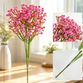 Single pink artificial baby's breath flower branch for home decor, 29cm long size. - Red Gypsophila