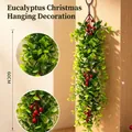Künstliche Eukalyptus-Ranke mit roten Beeren für Weihnachts-Wanddekoration 60cm - 60CM / Eukalyptus Mit Roten Beeren