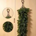 60cm artificial pine needle wall hanging teardrop swag for Christmas holiday decor - 3-Prong Christmas Green Pine