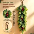 Dekorativer 60cm künstlicher Weihnachts-Kiefernnadeln Wandbehang mit roten Beeren - Doppelgrün mit roten Beeren
