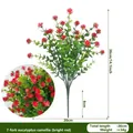 Mazzo di fiori artificiali di camelia eucalipto a 7 rami rosso acceso per interni - Eucalipto Camelia / 7 rami / Rosso