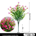 Pianta artificiale di camelia eucalipto rosa a 7 rami, decorativa, 36 cm. - Eucalipto Camelia / 7 rami / Rosa