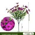 Bouquet di violette eucalipto artificiali a 7 punte, pianta decorativa da 36 cm - Eucalipto Violetta / 7 rami / Viola