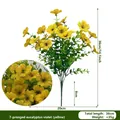 Bouquet di eucalipto e violette artificiali gialle a 7 rami per decorazione autunnale - Eucalipto Violetta / 7 rami / Giallo