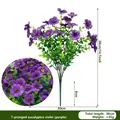 Fiori artificiali di violetta di eucalipto viola a 7 punte per decorazione d'interni - Eucalipto Violetta / 7 rami / Viola scuro