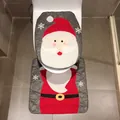 Festliches Badezimmer-Set mit Weihnachtsmann-Motiv: Toilettendeckelbezug und Bodenmatte - Weihnachtsmann Set