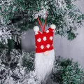 Red and white polka dot Christmas gnome hanging ornament for festive tree decoration - Polka Dot Style